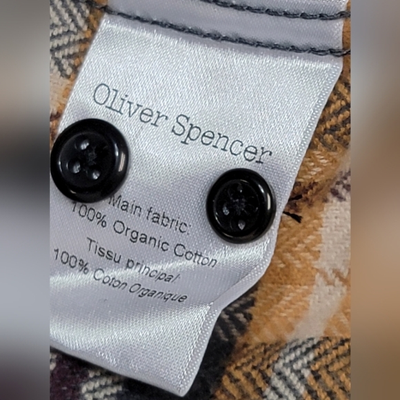 Oliver Spencer Brook Checked Flannel Shirt (Size 15) Small 100% Organic Cotton - Picture 11 of 15